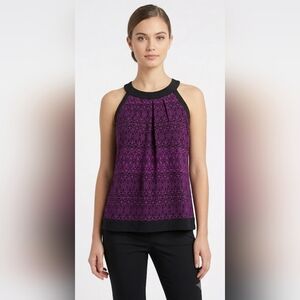 ✨ NWOT Nicole by Nicole Miller Purple & Black Halter Blouse | size L ✨